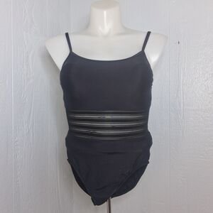 Vintage Jantzen USA One Piece Swimsuit Black Mesh High Cut 80s/90s Baywatch-core